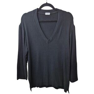 Leset Sweater Womens S Black Lori Pullover Long Sleeve Deep V Loungewear Casual